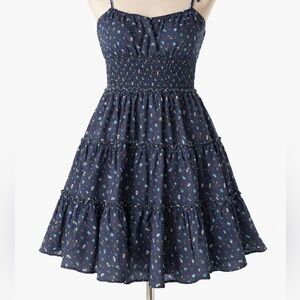 Floral Ruffle Navy Aeropostale Dress Size Medium. 100% Viscose- SOFT